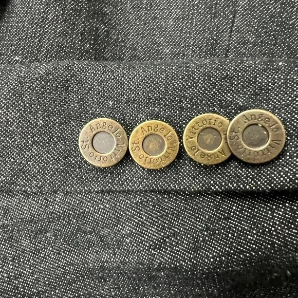 VITTORIO ST ANGELO MENS DENIM JEAN SPORTS BLAZER BLAXK GRAY POCKETS SIZE 44 LONG - Picture 5 of 14